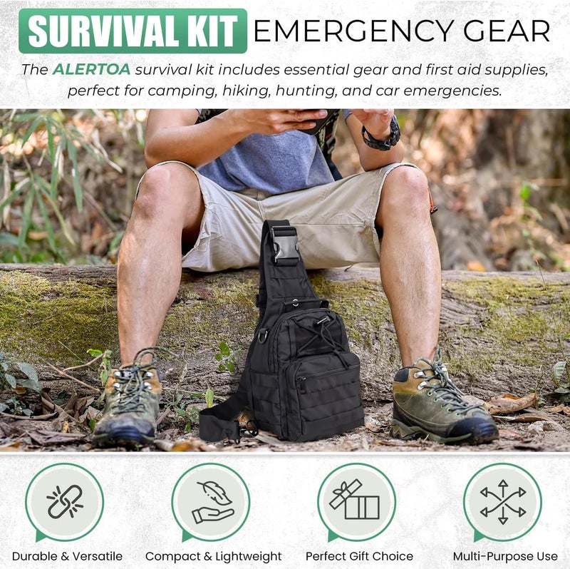Alertoa Survival Kit - All-in-One Survival Gear and Supplies for Camping, Hiking, Hunting, and Car Emergencies - Essential Tools, Great Gift for Men, Fathers, Boyfriends, Boys, Dads and Scouts - Image 2